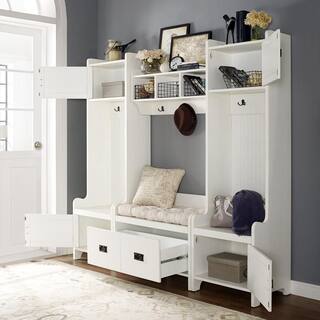 CROSLEY FURNITURE Fremont Distressed White Entryway Set (4-Piece) KF60006WH