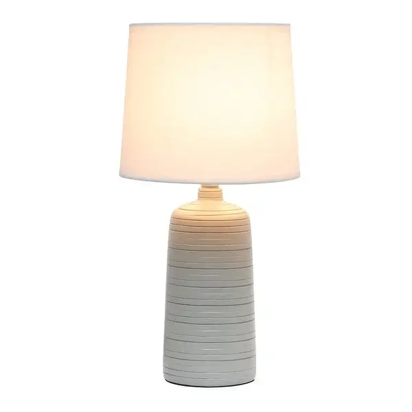 Simple Designs Textured Linear Ceramic Table Lamp