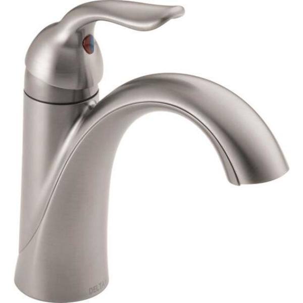 Delta Lahara Single Hole Single-Handle Bathroom Faucet with Metal Drain Assembly in Stainless 538-SSMPU-DST