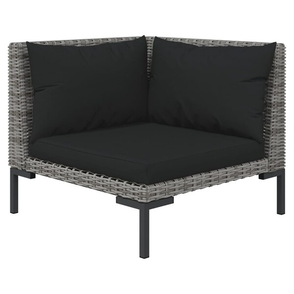 4 Piece Patio Lounge Set with Cushions Poly Rattan Dark Gray