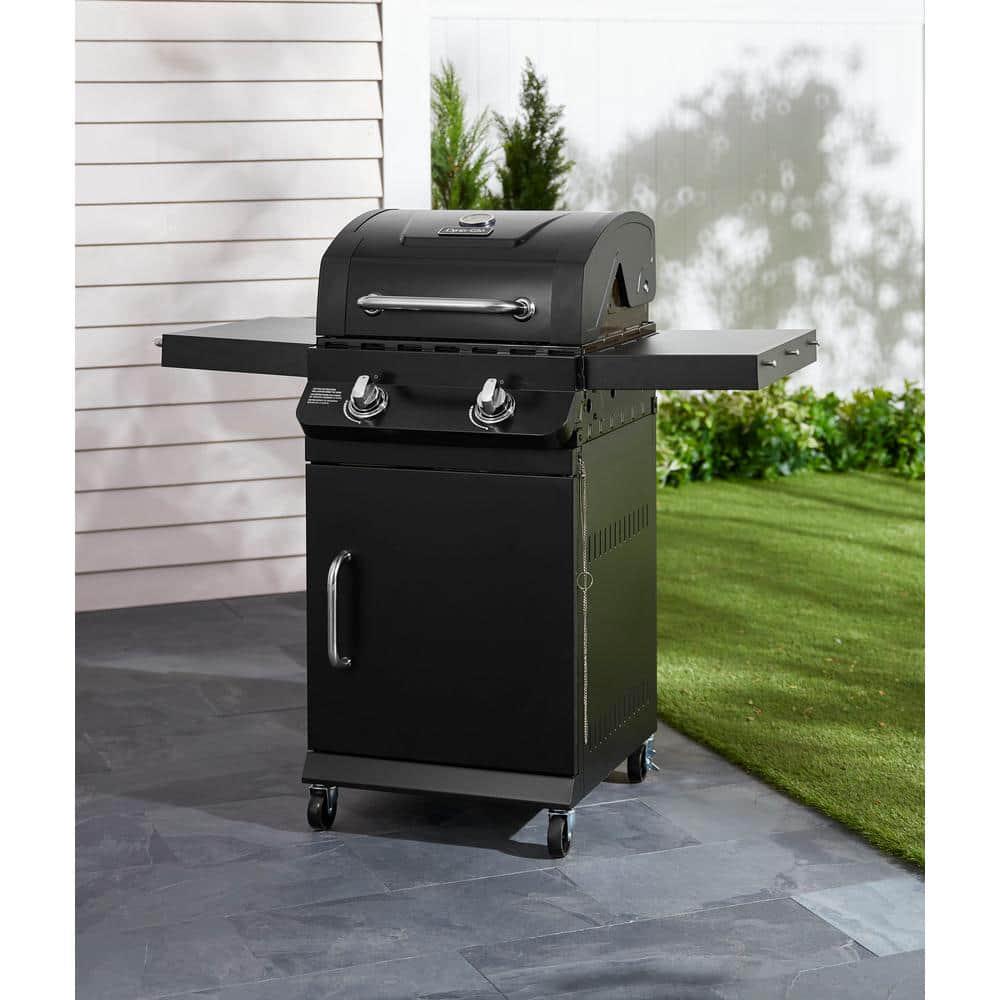 DynaGlo Premier 2Burner Propane Gas Grill with Folding Side Tables in Black