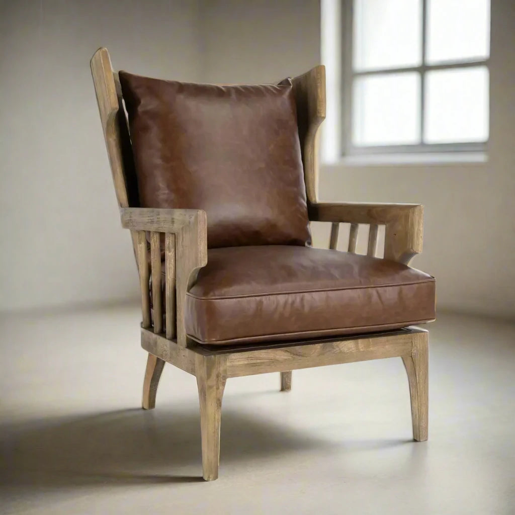 Havana Brown Leather Accent Chair