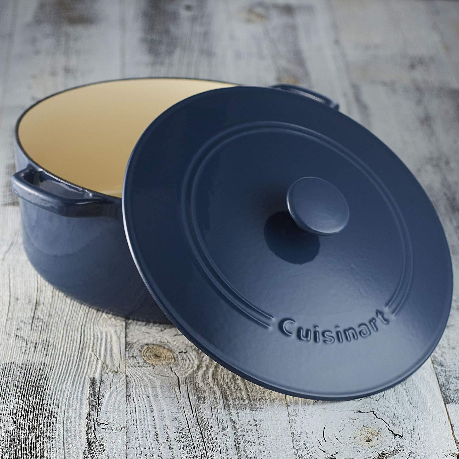 Cuisinart ChefS Classic Enameled Cast Iron 7 Qt. Round Covered Casserole-Provencal Blue