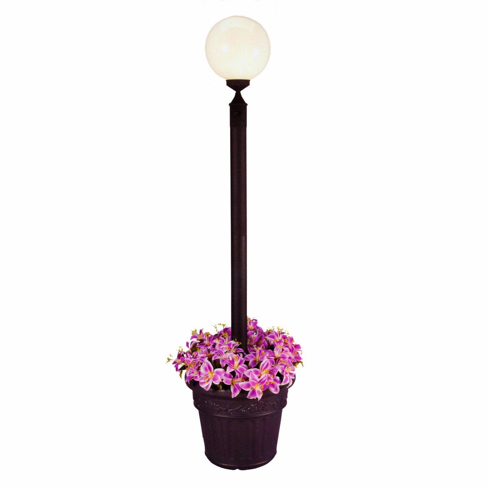 European 00460 Single Bronze Globe Lantern Patio Lamp-Color:White