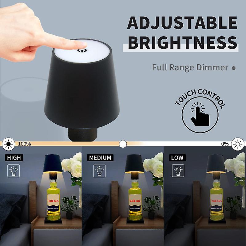 Led Wine Bottle Lamp Portable Removable Bar Table Lamp 5200mah Usb Rechargeable Desk Lamp Touch Cordless Night Light Decor Lamp