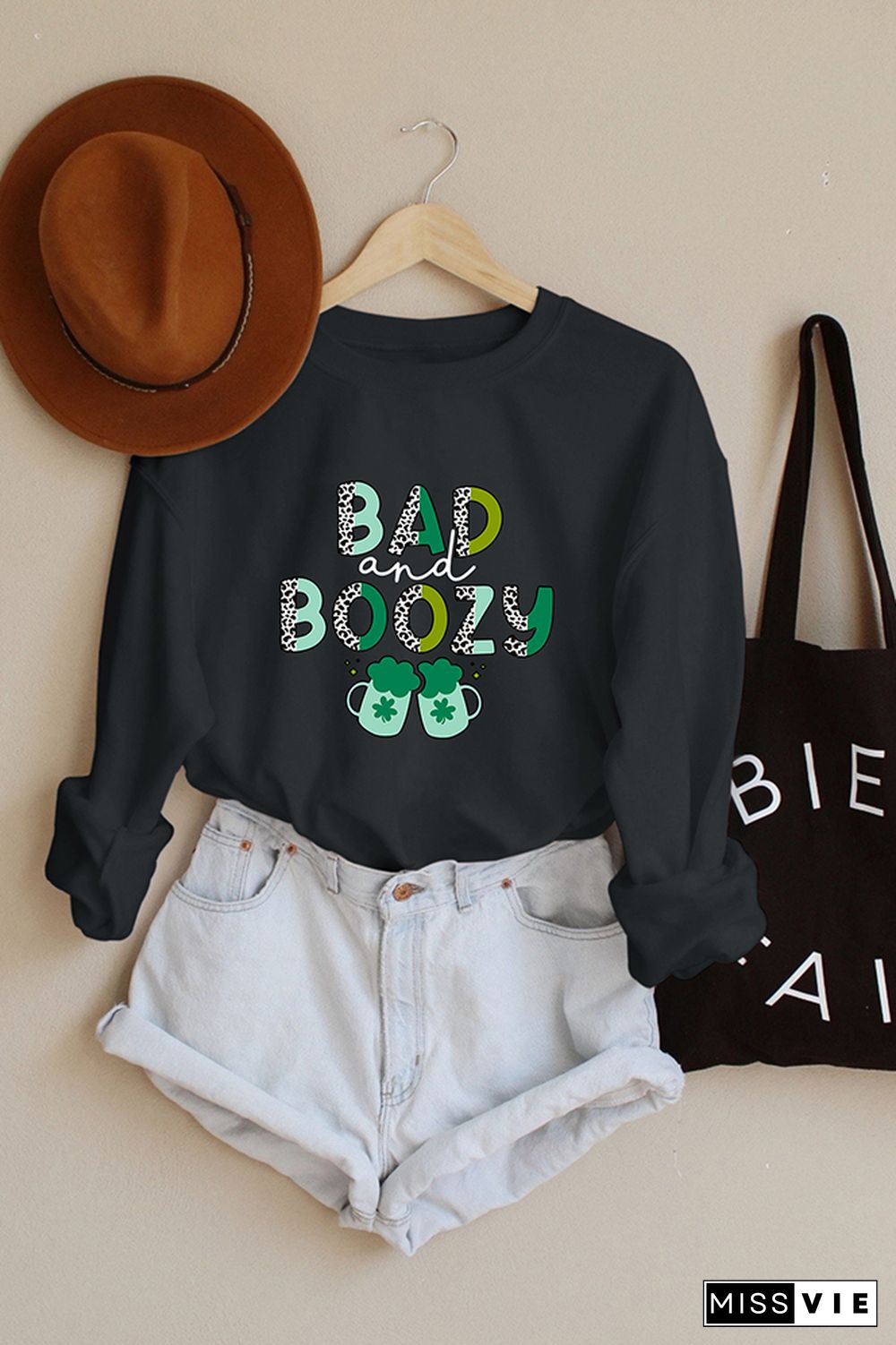 Bad and Boozy - St Patricks Day Sweatshirt Wholesale