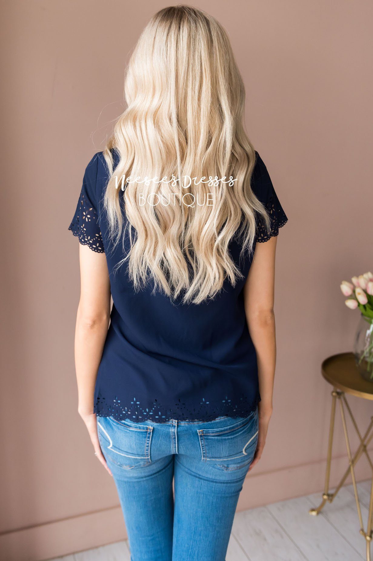 Living In The Moment Modest Eyelet Blouse