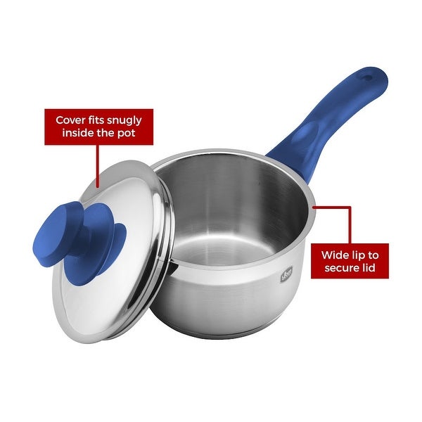 YBM Home Professional Chef’s 18/10 Stainless Steel Sauce Pot Covered Tri-Ply Capsule Base With Handle， Induction Compatible