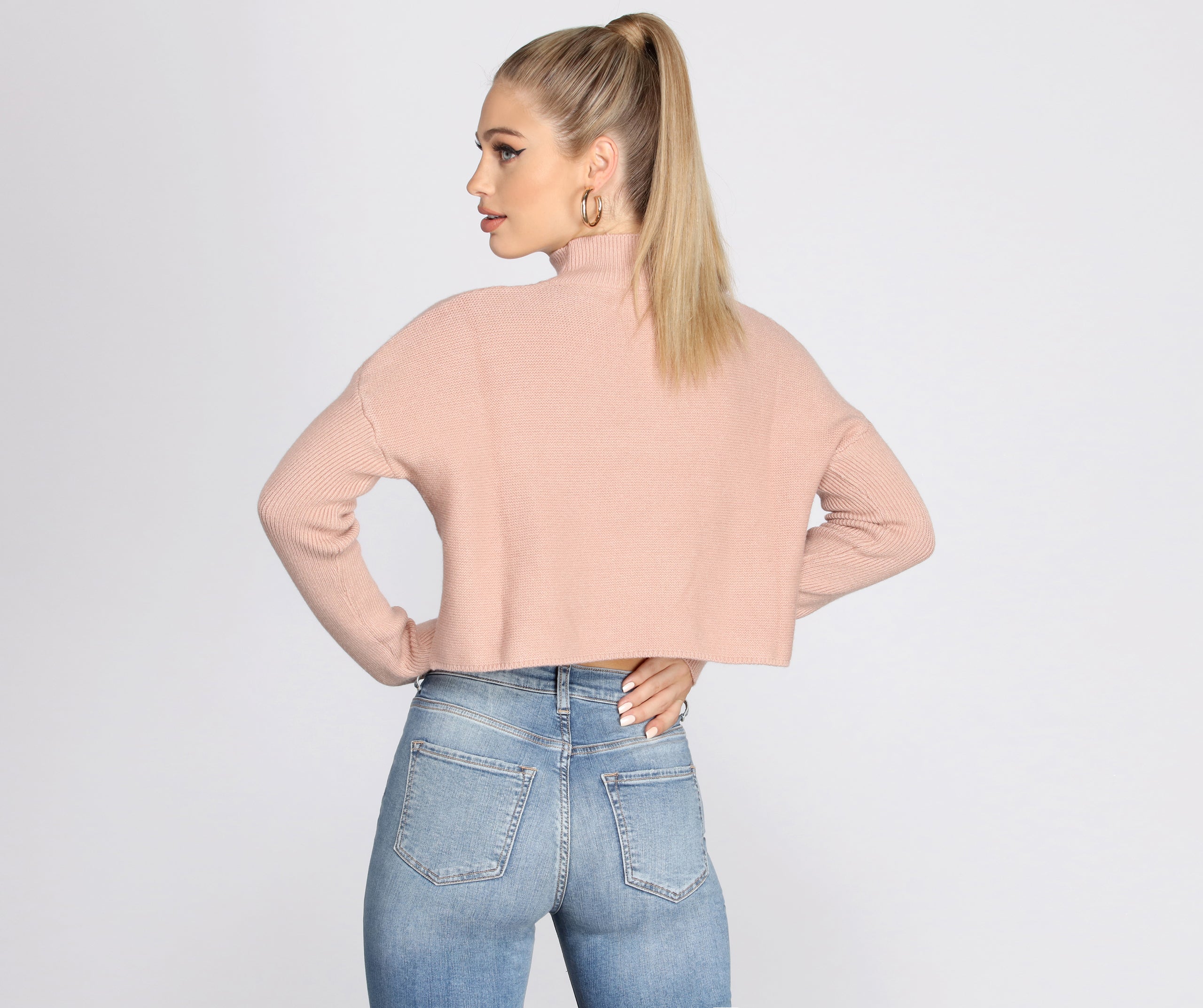 Sweater Weather Mock Neck Cropped Top