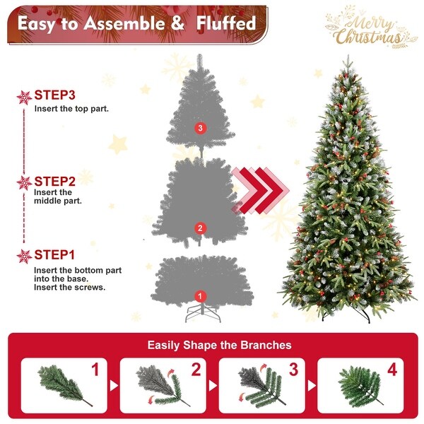 Spray White Christmas Tree with Decorations and Lights