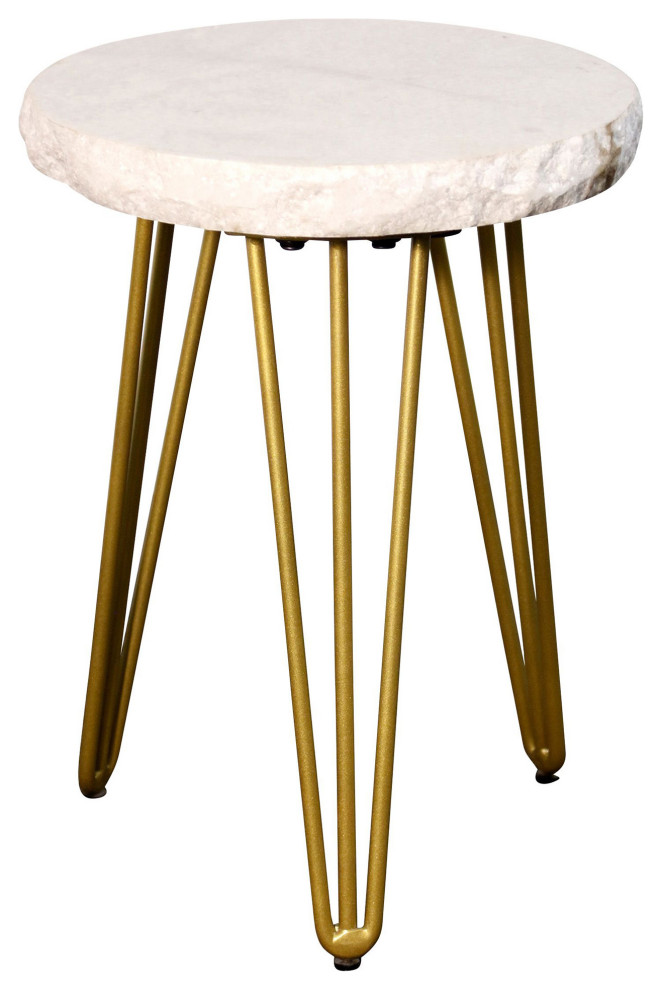 StyleCraft Galaxia Small Round Side Table With Brass Finish ISF25906DS   Midcentury   Side Tables And End Tables   by StyleCraft  Houzz