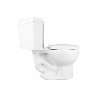 RENOVATORS SUPPLY MANUFACTURING Troyt Corner 2-Piece 0.8 GPF1.6 GPF WaterSense Dual Flush Round Toilet in White with Slow Close Seat 17668