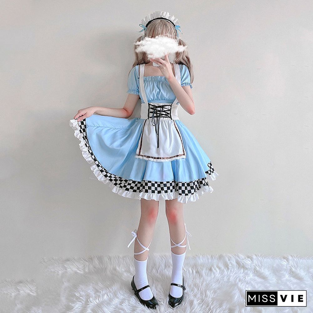 Lace Up Lattice Rulffled Lolita Dress