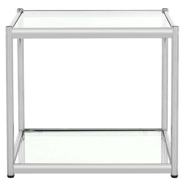 SAFAVIEH Lilias Glass Chrome End Table - 19.7