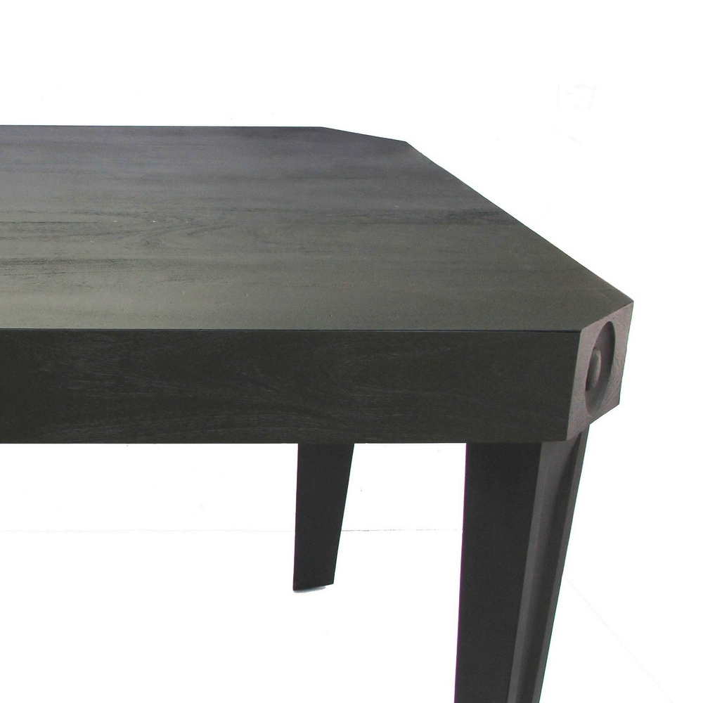 72 Inch Modern Dining Table  Cut Out Corners  Angled Tapered Legs  Black