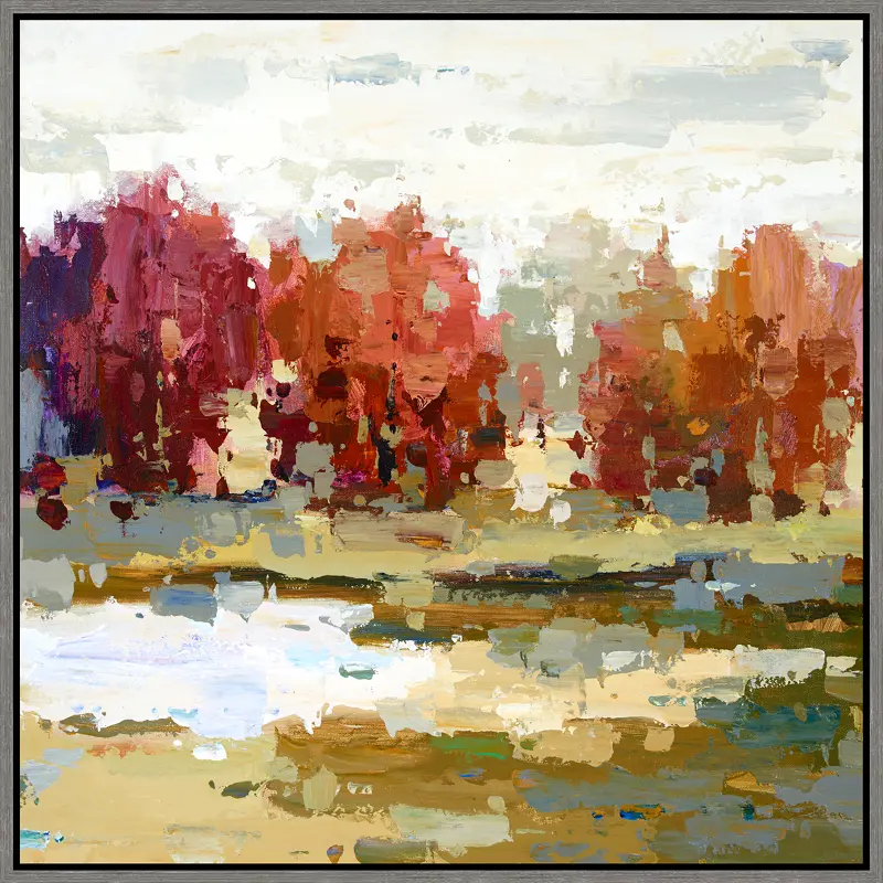 Multi Color Contemporary Landscape Framed Canvas Wall Art