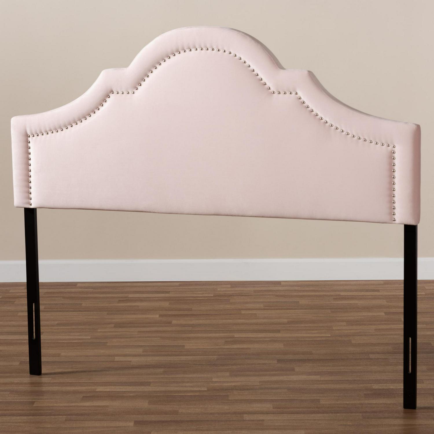 Baxton Studio Rita Modern and Contemporary Light Pink Velvet Fabric Upholstered King Size Headboard  Crowdfused