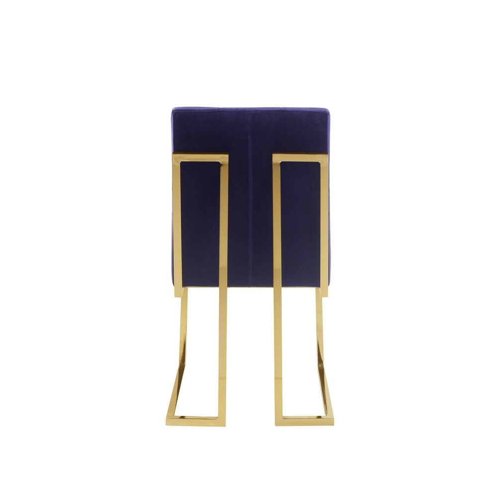 Chic Home Pierre Tufted Velvet Polished Brass Metal Frame Dining Side Chair