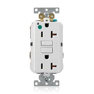 Leviton 20 Amp Self-Test SmartLockPro Hospital Grade Duplex GFCI Outlet with LED White 072-GFNT2-HGW