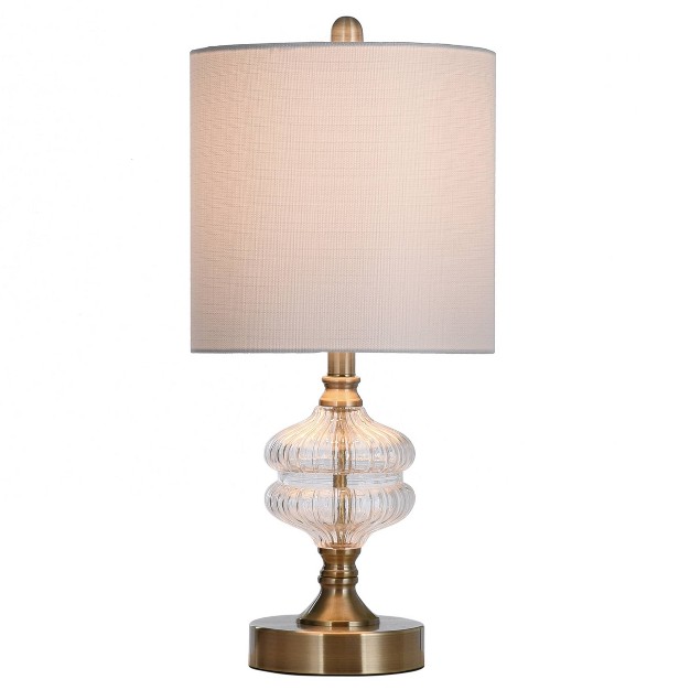 Traditional Satin Brass Table Lamp With Clear Glass Fluted Body Stylecraft