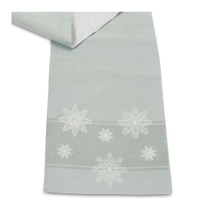 Embroidered Wintry Blue Snowflake Table Runner 72l