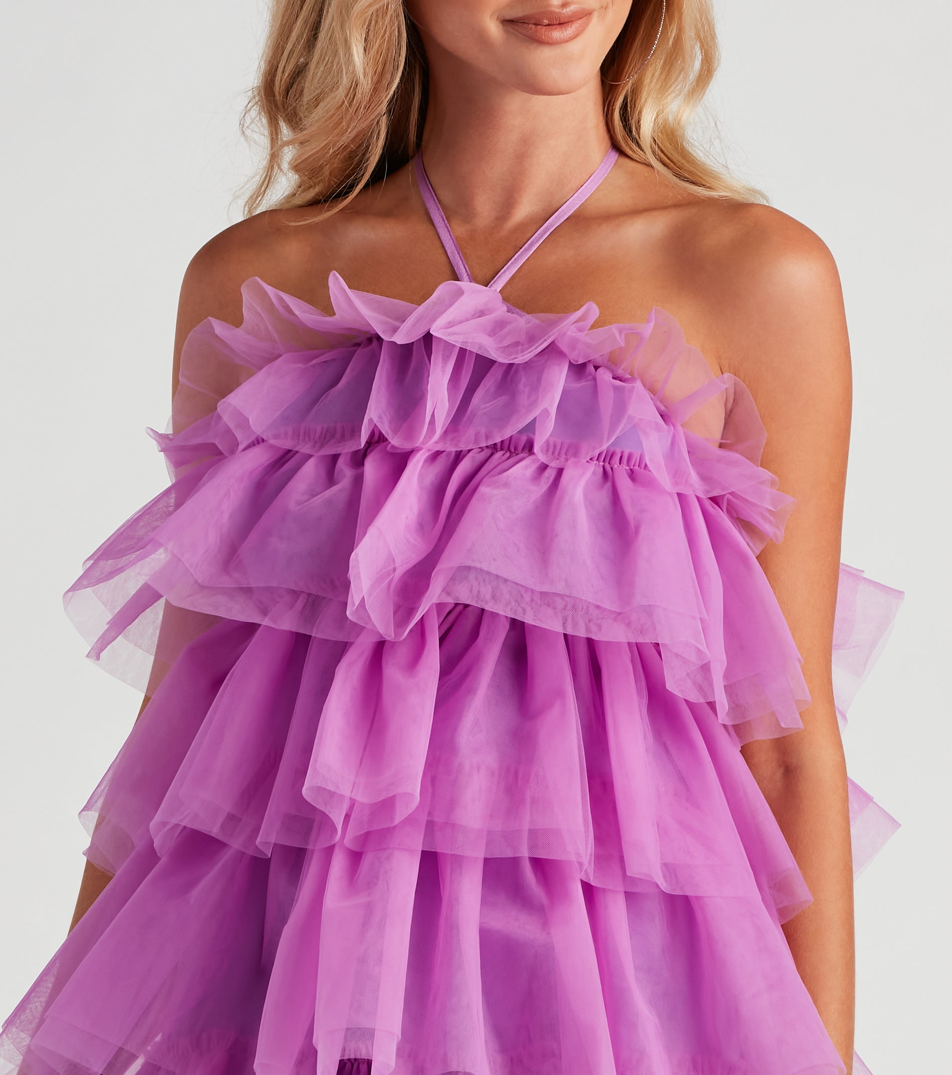 Janice Tulle Halter Short Dress