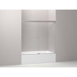 KOHLER Revel 59-58 in. x 55-12 in. Frameless Sliding Tub Door in Anodized Brushed Nickel with Handle 707000-L-BNK