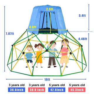 Sudzendf 10 ft. Green Climbing Dome with Canopy and Playmat Rust and UV Resistant Steel LN20232402