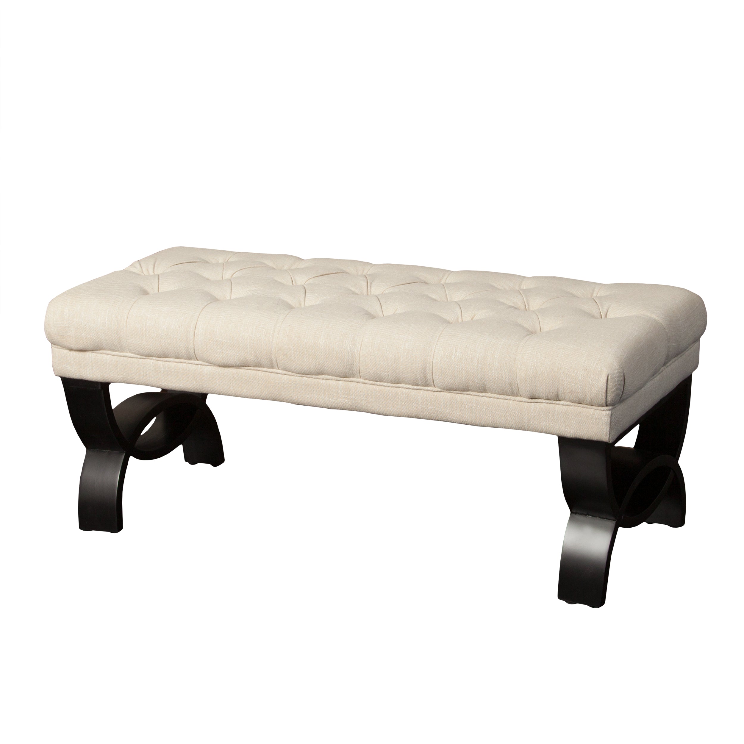 Colette Contemporary Button Tufted Fabric Ottoman Bench