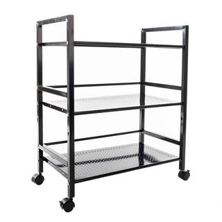 Karl home 4-Wheeled Widen Iron Multi-functional Storage Cart in Black 302589548073