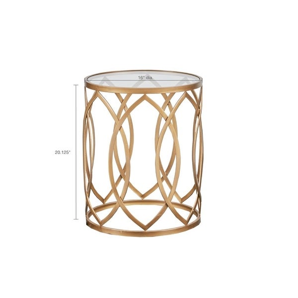 Arlo Metal Eyelet Accent Table with Tempered Glass Top