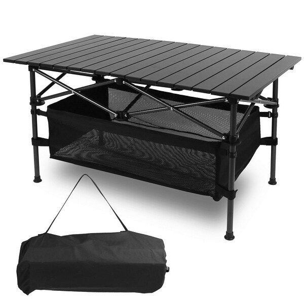 Folding Camping Table Portable Aluminum Roll up Desk with Carrying Bag