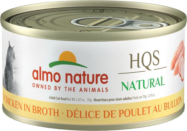 Almo Nature HQS Natural Chicken Deli Broth Cat Wet Food， 2.47-oz can， case of 24