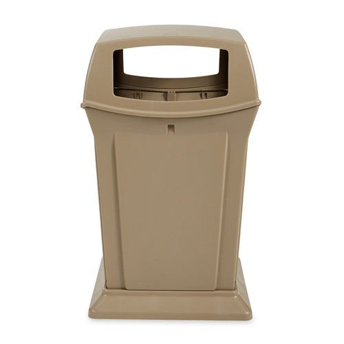 Rubbermaid FG917388BEIG Ranger 45-Gallon Trash Can with 4 Openings， Beige