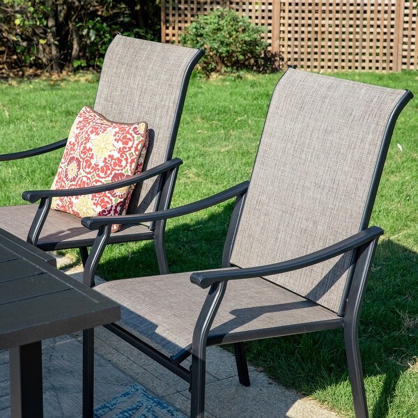 MAISON ARTS 7/9Piece Patio Dining Set with Metal Expandable Table and Textilene Fabric Padded Armchairs