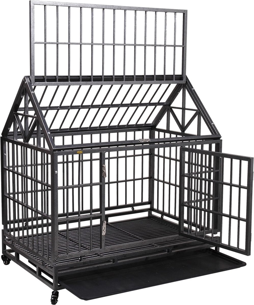 Coziwow by Jaxpety Double Door Heavy Duty Dog Crate and Removable Pan