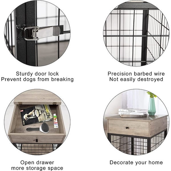 Furniture Dog Crates， Furniture Style Wood Dog Kennel End Table， Dog House Indoor Use， Chew-Proof