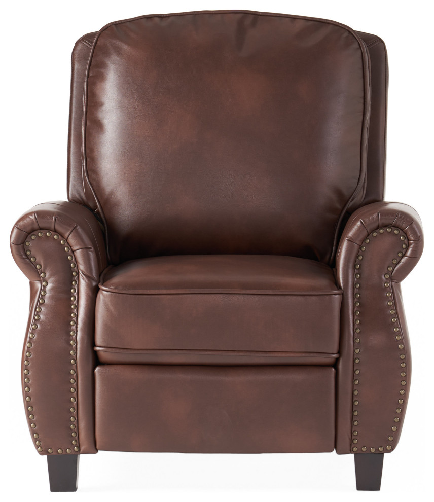 GDF Studio Jasmine 2 Tone Brown Faux Leather Puch Back Recliner   Transitional   Recliner Chairs   by GDFStudio  Houzz