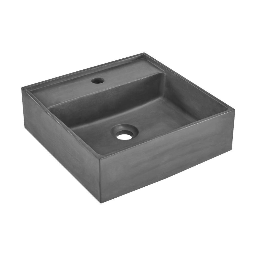 Swiss Madison Lisse 23.5 in. Concrete Rectangle Vessel Bathroom Sink in Dark Grey SM-VSC103E