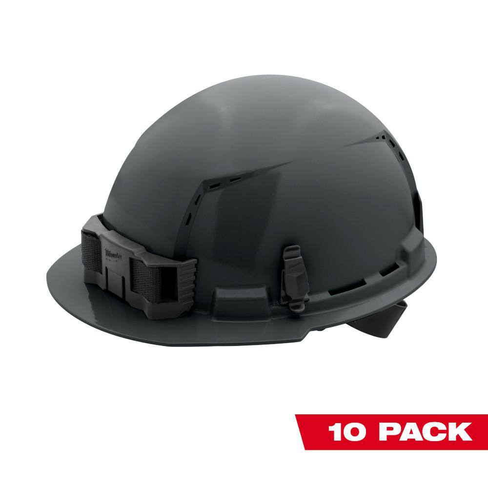 MW BOLT Gray Type 1 Class C Front Brim Vented Hard Hat with 4-Point Ratcheting Suspension (10-Pack) 48-73-1214X10