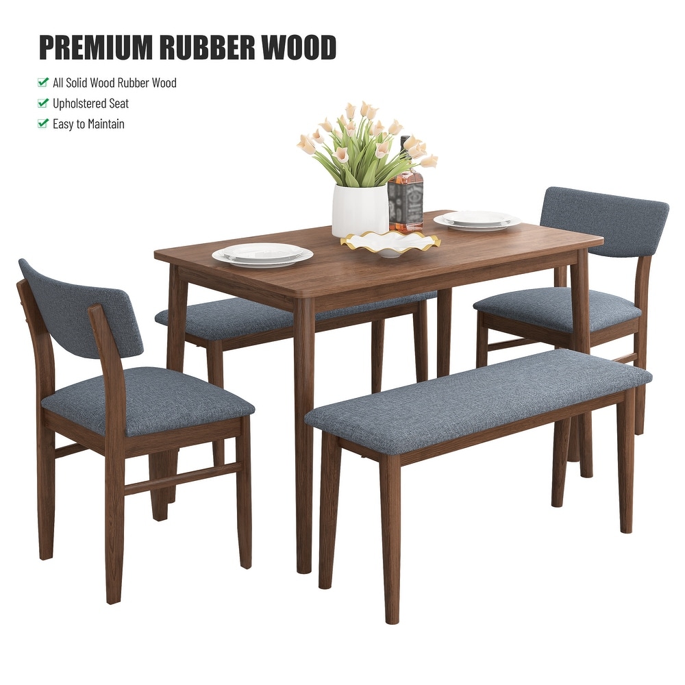 Modern Dining Table Set with 2 Benches and 2 Chairs