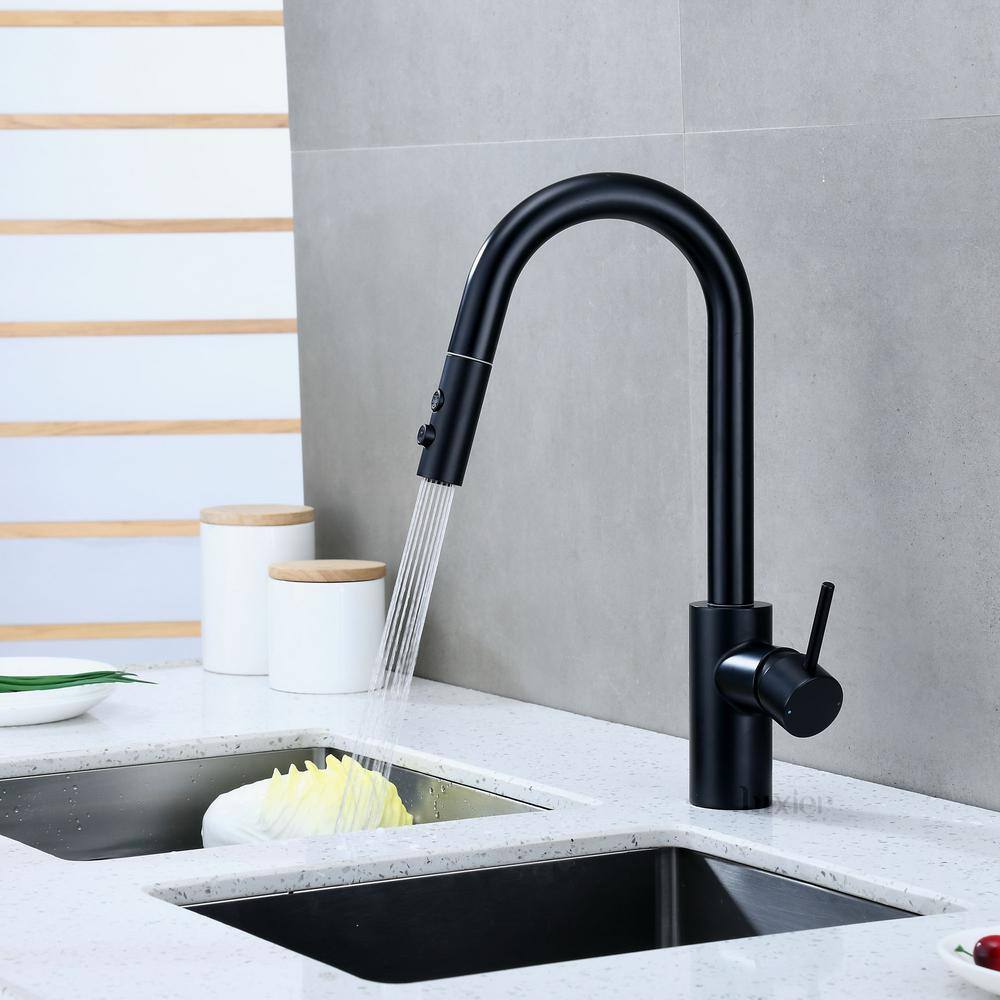 LUXIER Single-Handle Pull-Down Sprayer Kitchen Faucet with 2-Function Sprayhead in Matte Black KTS21-TM