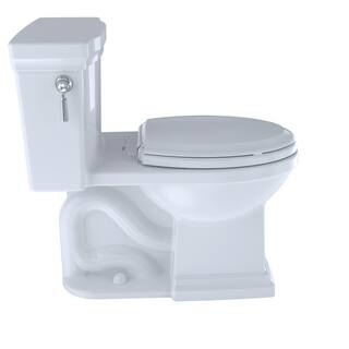 TOTO Promenade II 1-Piece 1.28 GPF Single Flush Elongated ADA Comfort Height Toilet in Cotton White SoftClose Seat Included MS814224CEFG#01