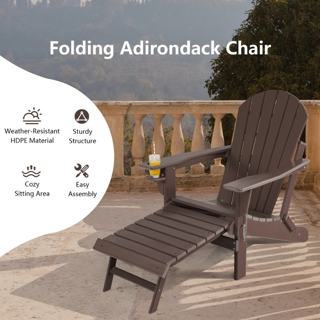 Tangkula 2pcs Adirondack Chair W ergonomic Design amp ottoman Outdoor Armchair Hdpe Chair For Yard amp patio Black coffee grey turquoise white