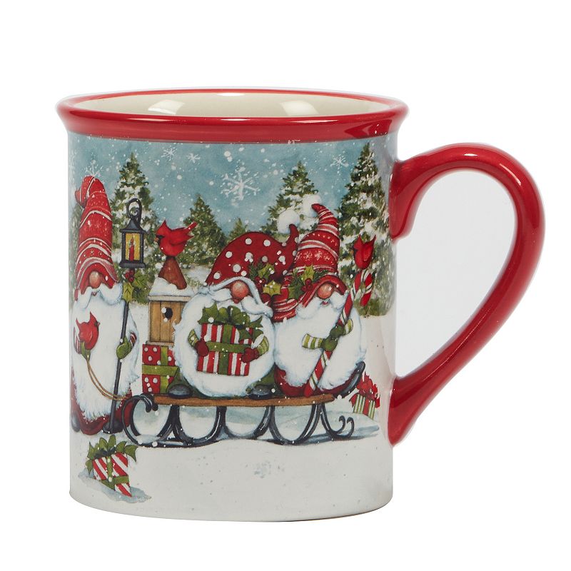 Certified International Set of 4 Christmas Gnome Mugs