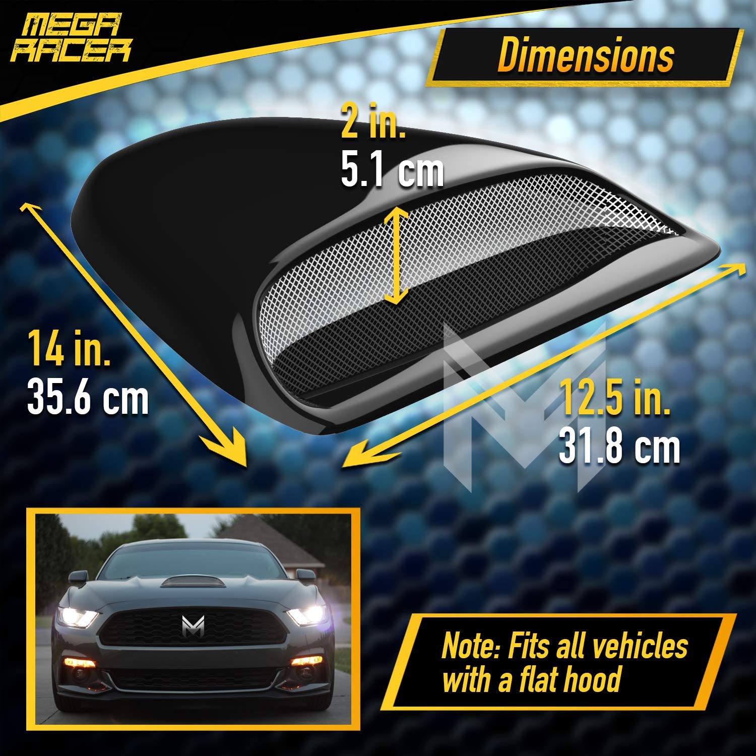 Mega Racer Black Hood Scoop - ABS Plastic， 1 Piece