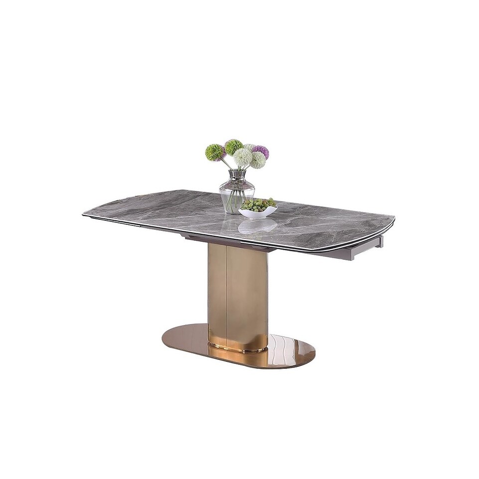 Somette Extendable Marbleized Ceramic Top Dining Table w/ Steel Base