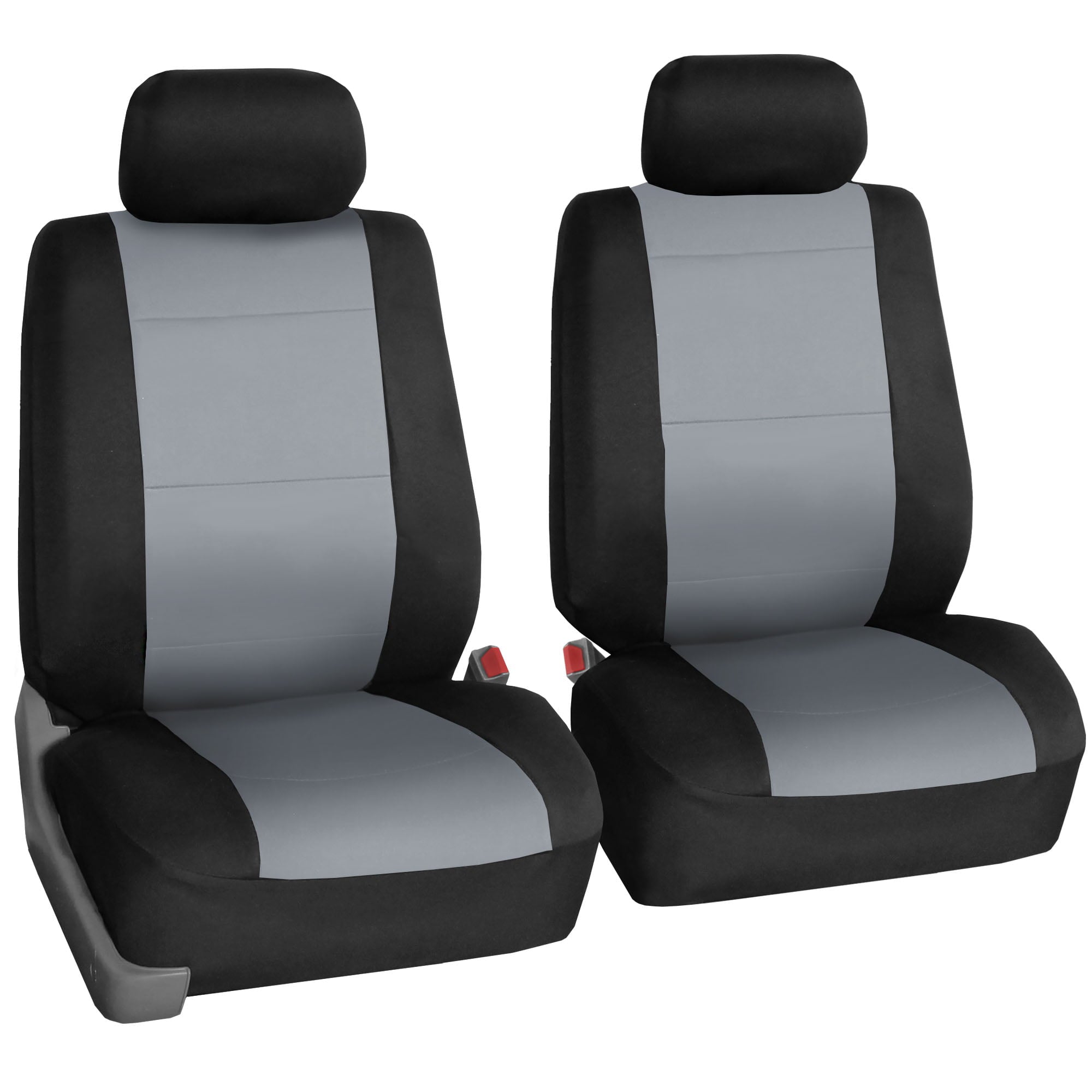 FH Group Neoprene Seat Covers for Auto Car Sedan SUV Van Full Set Gray Black with Free Air Freshener