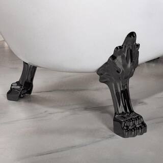 WOODBRIDGE Detroit 59 in. Heavy Duty Acrylic Slipper Clawfoot Bath Tub in White Claw Feet Drain  Overflow in Matte Black HBT7012