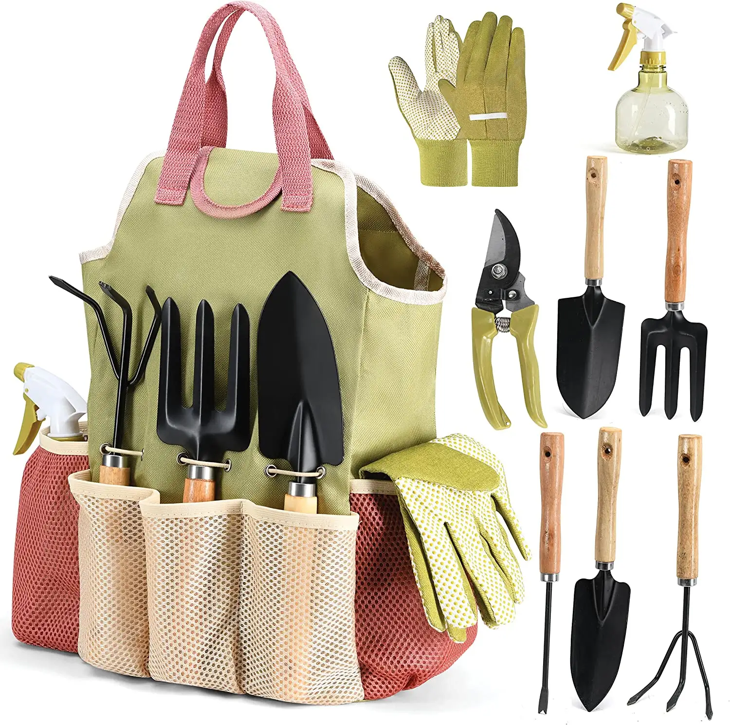 Gardening Tools Set of 10 Comes With Bag  Garden Tool Set with Spray Bottle Indoors   Outdoors Durable Garden Tools Set